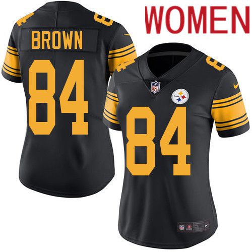Women Pittsburgh Steelers #84 Antonio Brown Nike Black Vapor Limited Rush NFL Jersey